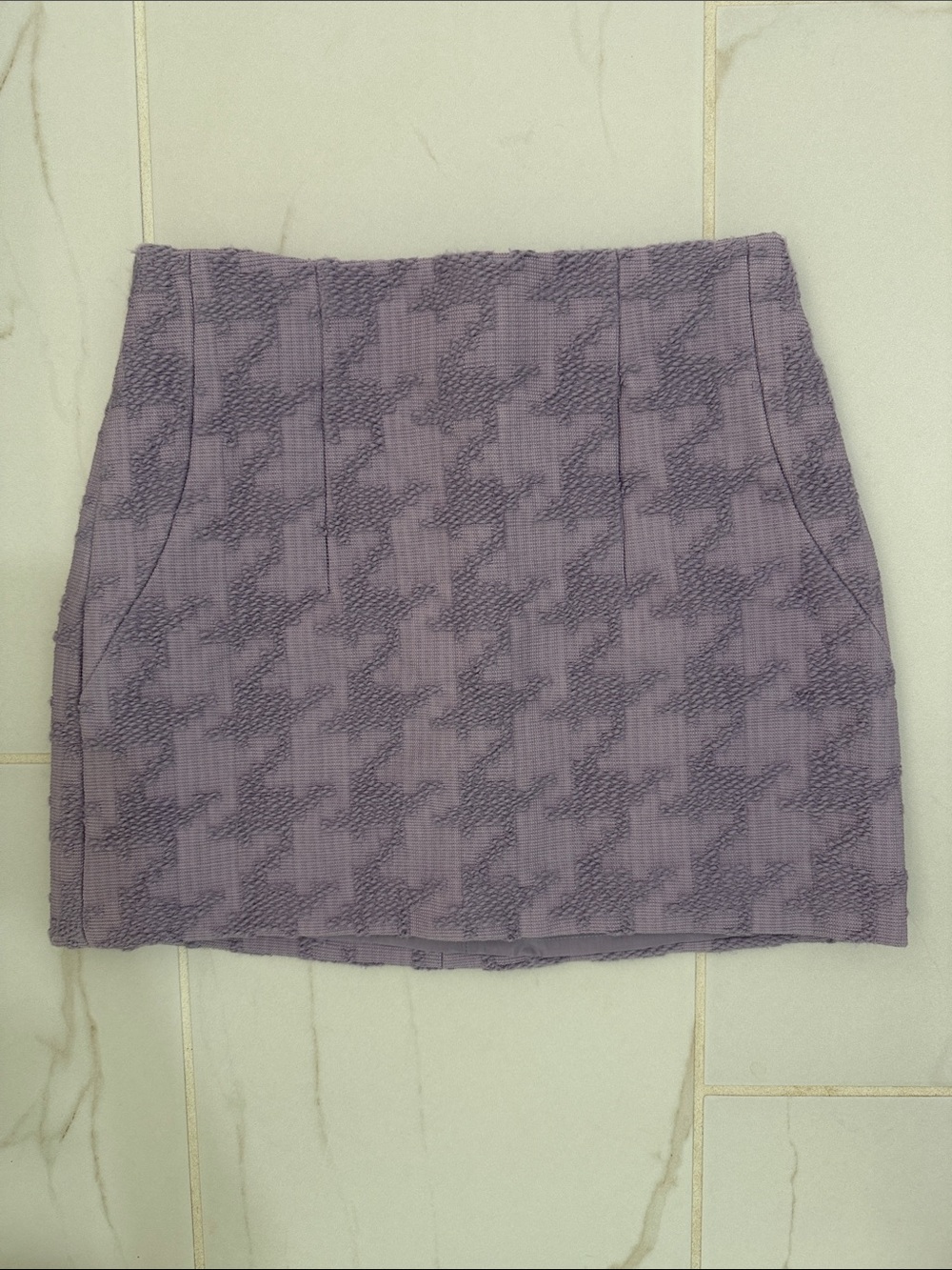 Mango Textured Houndstooth Mini Skirt - Lavender